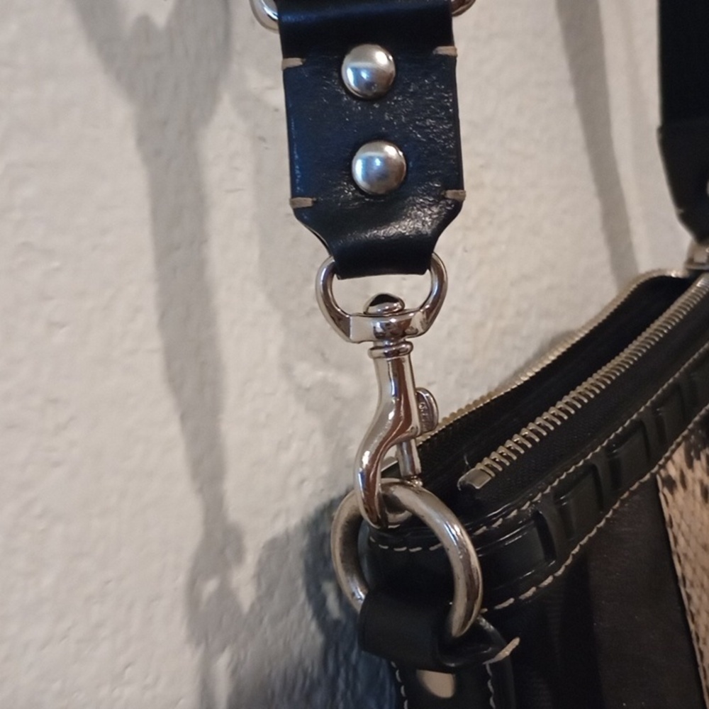 Coach Signature Black Python Embossed Crossbody - image 6